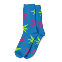 Lange Socken Hanfblätter grün pink kaufen im schweizer Headshop